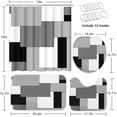 thumbnail image 3 of Orange Geometric Shower Curtain Set with Toilet Lid Cover and Non-Slip Rugs for Bathroom, Black White Grey Checkered 4 Pcs Shower Curtain, Modern Abstract Bathroom Set with 12 Hooks, 3 of 9