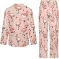 thumbnail image 5 of Top-kevin Women's Pajama Sets Flamingo Hearts Dots Pattern Long Sleeve Lounge Sets Pjs Sleepwear with Pockets, 5 of 12