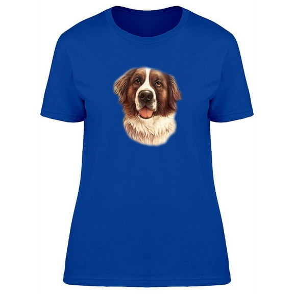 Cute Watercolor St Bernard Dog T-Shirt Women -Image by Shutterstock, Female Small