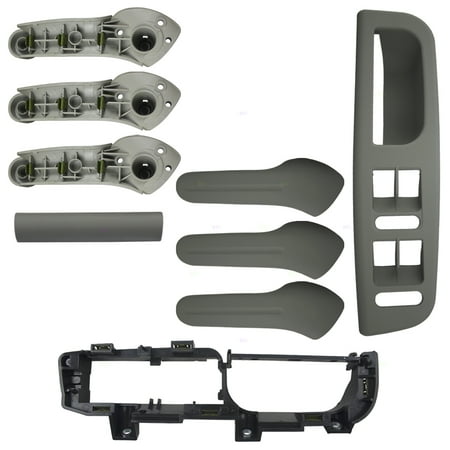 - Gray 4 Piece Kit of 3 Inside Door Grab Handles w/ Master Window Switch Bezel Plate & Trim Set Replacement for VW Golf Jetta