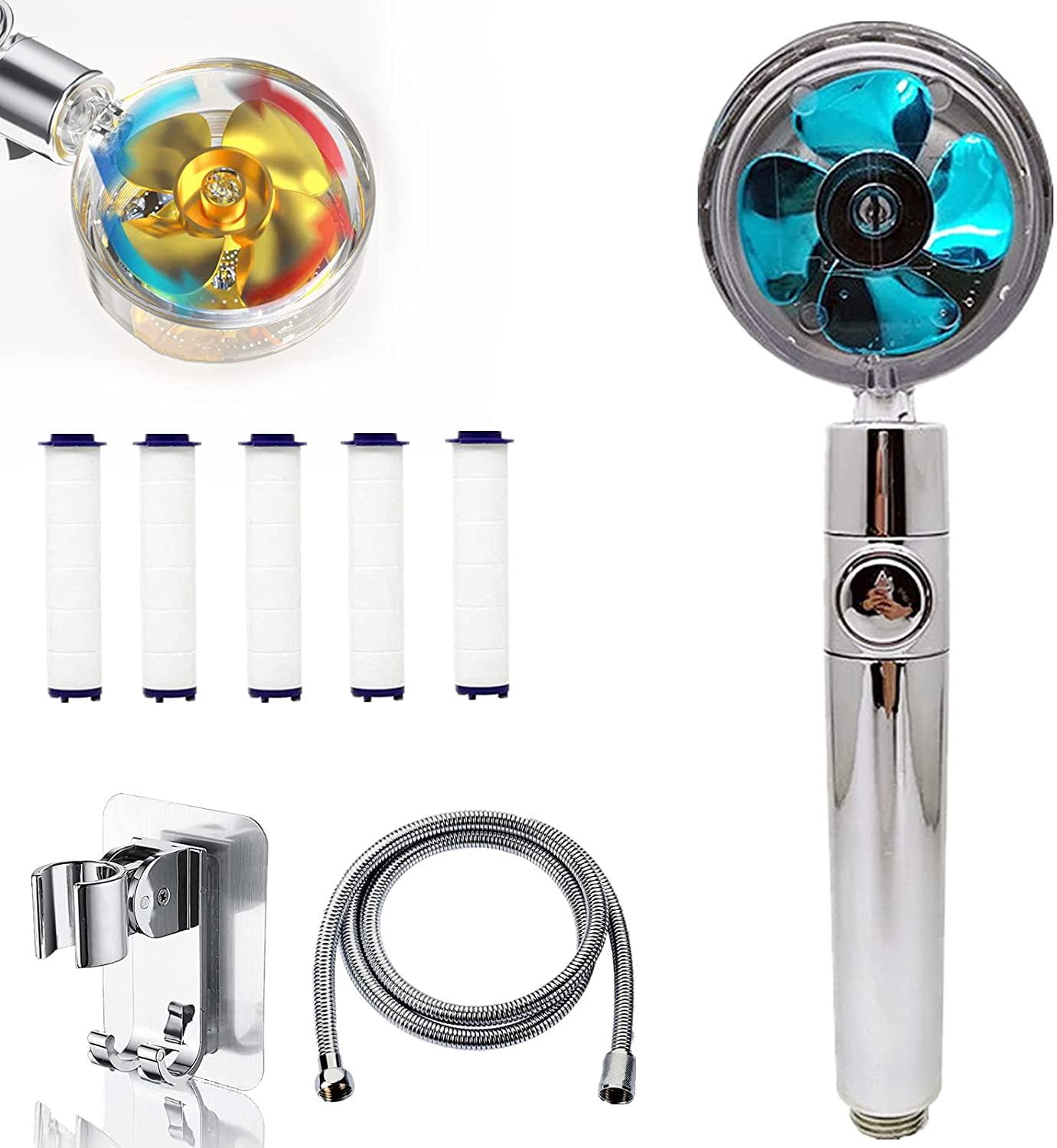 Handheld Turbocharged Pressure Propeller Shower Head,Propeller Driven