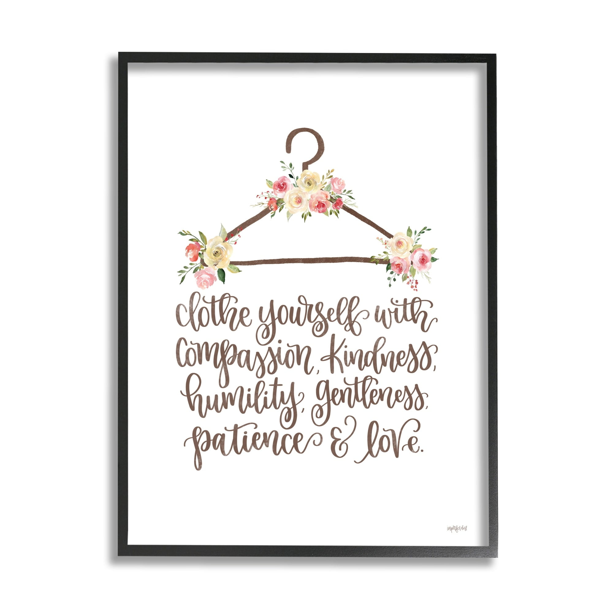 Stupell Industries Clothe Yourself Motivational Fashion Quote Floral Calligraphy Graphic Art Gray Framed Art Print Wall Art, Design by Imperfect Dust