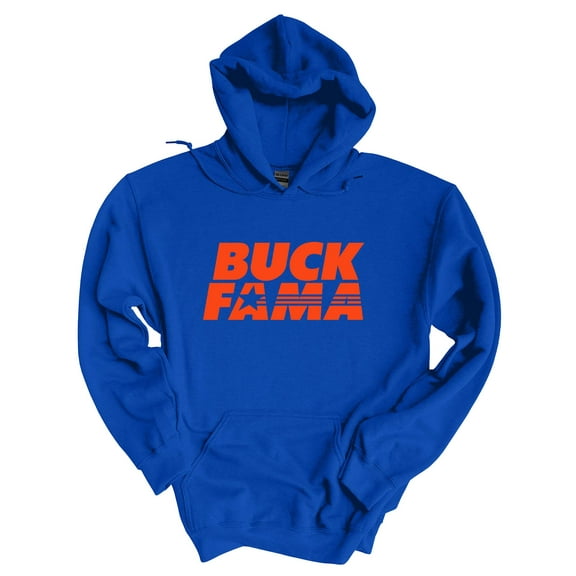 Florida Hoodie Football Team Color Blue and Orange Florida Buck Fama Funny Gator Mens Hooded Sweatshirt-Royal Blue-small