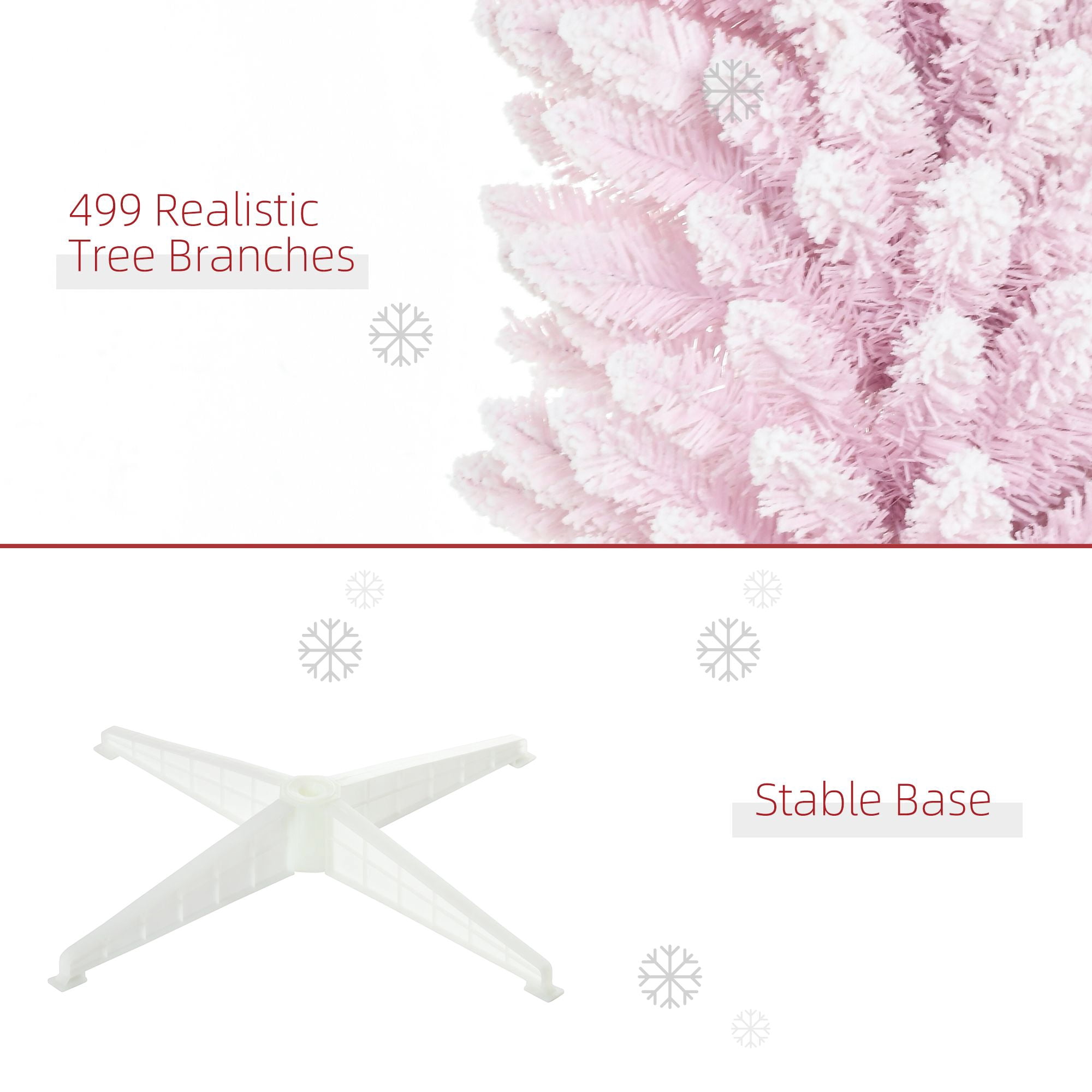 7 ft Snow Flocked Artificial Christmas Tree, Pencil Shape with 499 Realistic Tips, Slim Indoor Holiday Tree for Small Spaces
