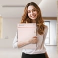 thumbnail image 5 of A4 Pastel Clipboard With Pen Holder And Sliding Cover, Lightweight Writing Board For Office, Portable Leather Folder Board, Pink, 5 of 9