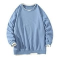 thumbnail image 2 of gbyLJF Men's Long Sleeve Pullover Casual Color-blocking Round Neck Hoodless Sweatshirt Loose Fashion Fake Two Sport Tops for Men, 2 of 7