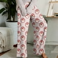 thumbnail image 2 of Pajama Pants, Sleepwear, Casual Drawstring Elastic Waist Pants, Comfortable Straight-leg Loose Pants with Christmas Print, Fashionable Home Bottoms for Adults, Light pink, XL, 2 of 4