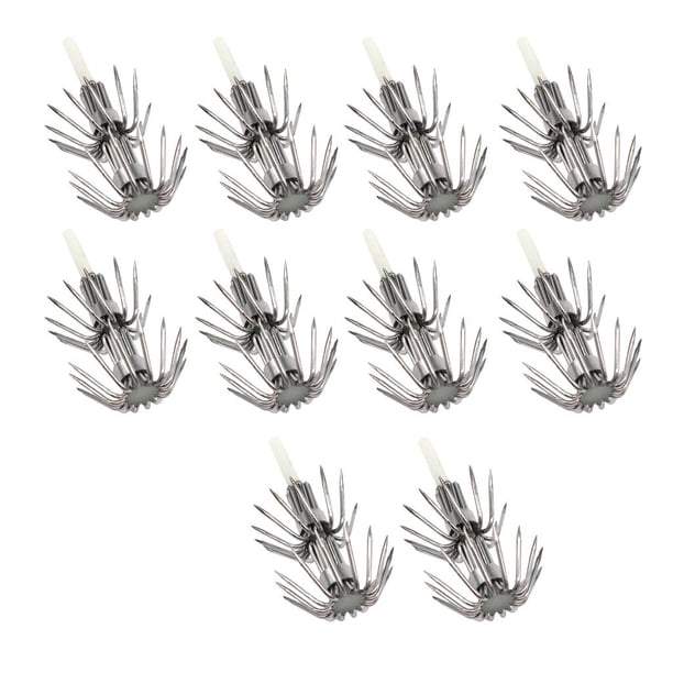10 piezas de señuelos de pesca de camarones y gambas, anzuelos de calamar, anzuelos de agua agua salada 035 Cola Luminous Squid Lure Hook