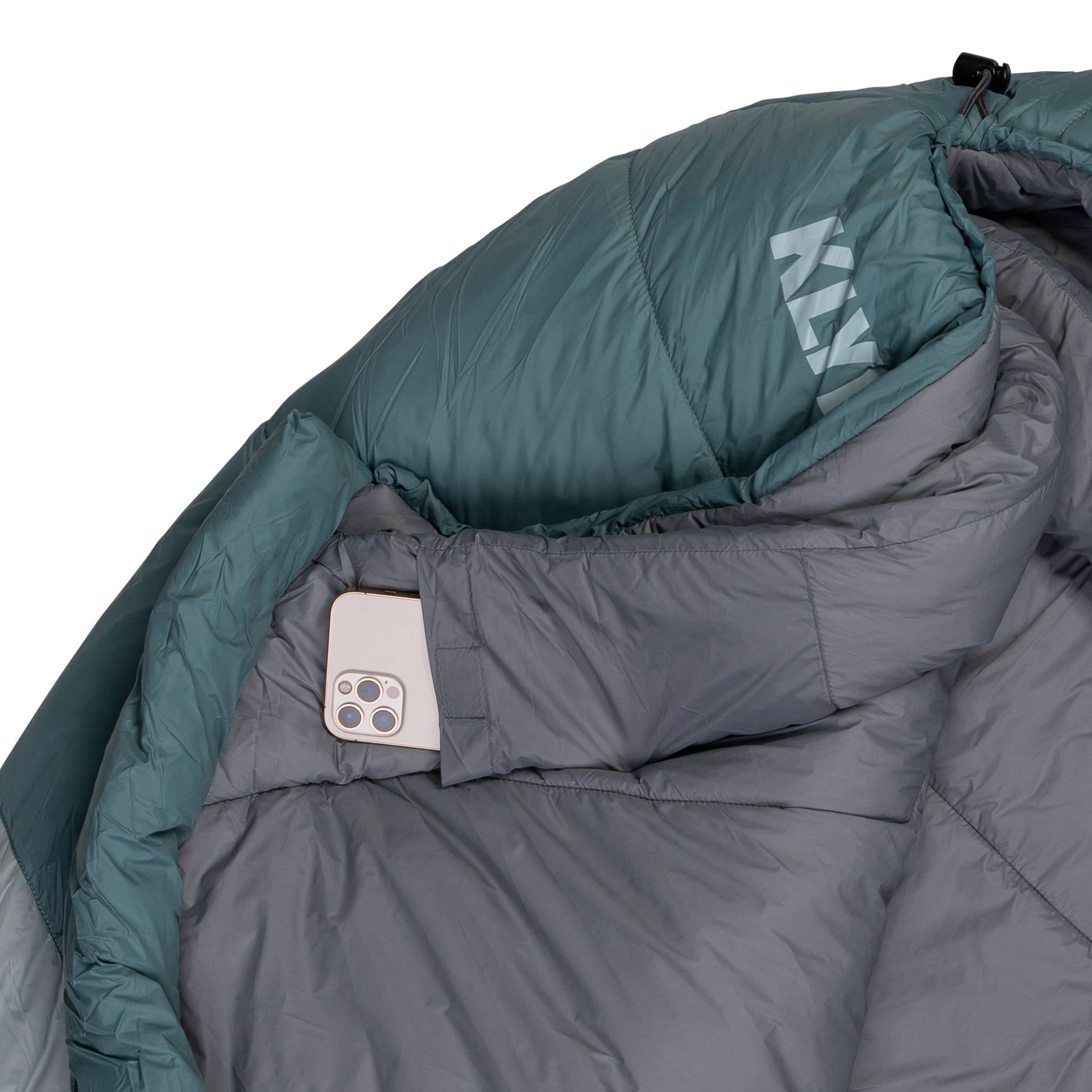 Klymit Sojourn Stretch 20 Degree Sleeping Bag, Lightweight 3-Season Adjustable Mummy Bag for Camping & Backpacking, Large