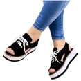 thumbnail image 2 of KBODIU Women's Sandals Thick Soled Fish Mouth Lace Up Sandals Summer Casual Shoes Black 38, 2 of 3