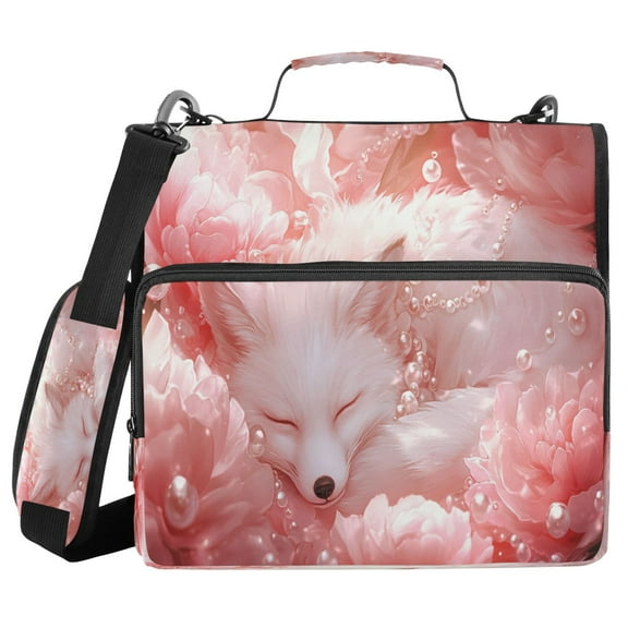 YAZAOO Zipper Binder trapper keeper Documents Organized Design Sleeping Fox in Flowers Printed
