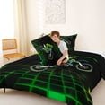 thumbnail image 4 of Manfei Motocross Sport Queen Comforter Set, Neon Cube Comforter Sets Queen, Green, Reversible 3pcs, 1 Comforter and 2 Pillowcases, 4 of 6