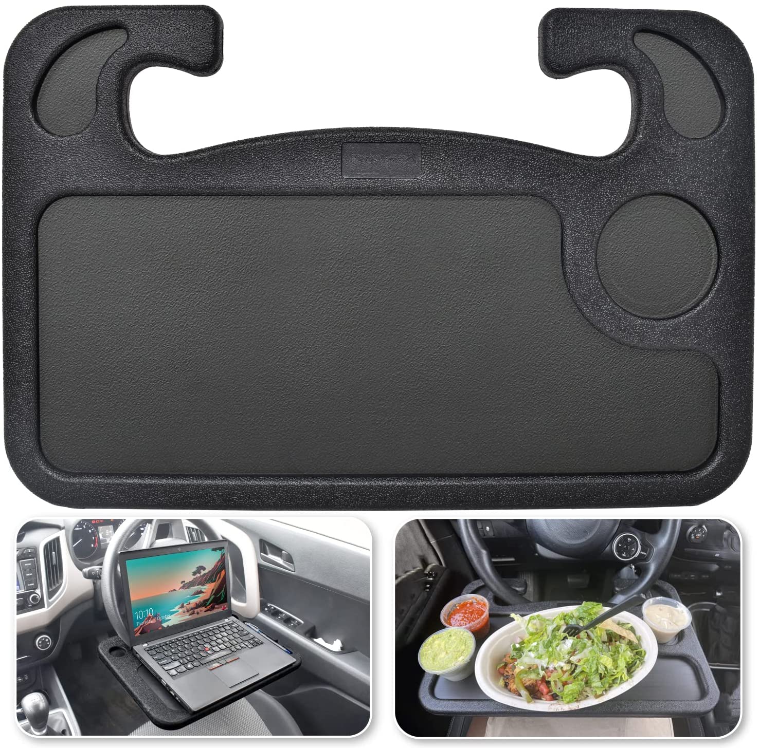 EcoNour in Car Steering Wheel Tray Car Food Tray for Eating with  Drinks Holder