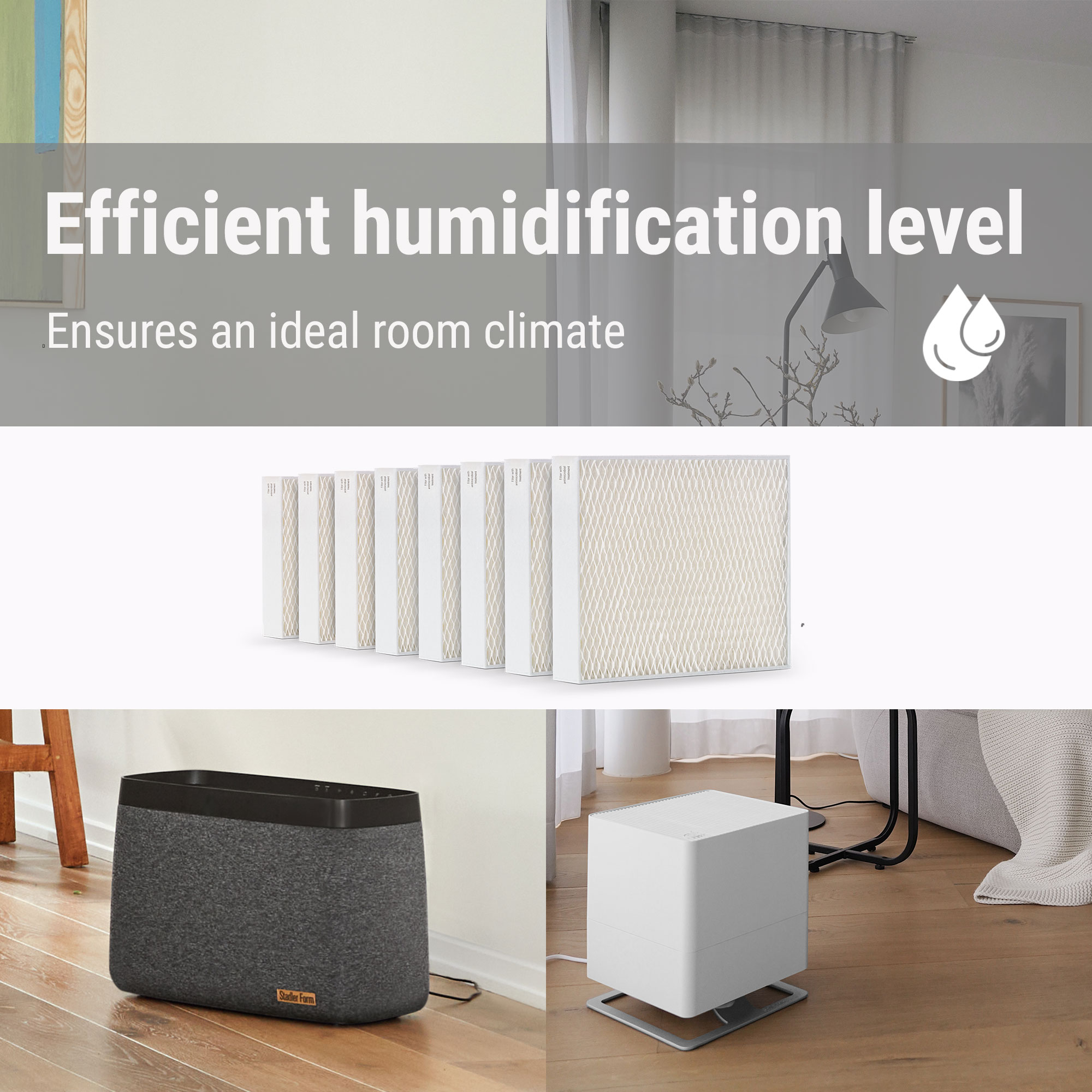 Stadler Form humidifier wicks, efficient and hygienic, first-class humidification performance, suitable for the humidifiers of the Oskar and Karl family, set of 8 pieces