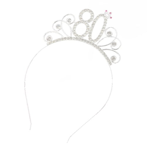 Afco Love1y Diary 10/18/21/30/40/50 Birthday Party Tiara Rhinestone Headband Hair Loop Crown Decor for Girls 