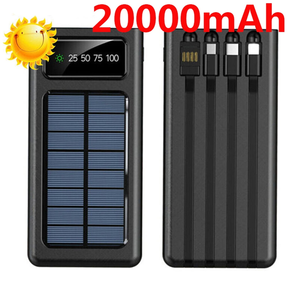 Solar Charger 20000mAh Solar Power Bank Wireless Portable Charger Quick Charge 3.0 Type C Input Port with 6 Outputs, Dual Flashlight External Battery Portable Charger Power Bank for iOS and Android