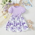 thumbnail image 2 of TAIAOJING Girls Dresses Floral Print Puff Sleeve Casual Party Dress For Toddler Kids Summer Fall Loose Comfortable Elastic Waist Daily Outfits Sets Versatile 3-4Y, 2 of 7