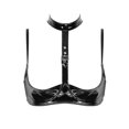 thumbnail image 1 of Womens Wet Look Patent Leather Bra Lingerie Halter Neck Open Chest Lingerie Bralette Underwear Open Cups Wire-free Shelf Bra Top, 1 of 4
