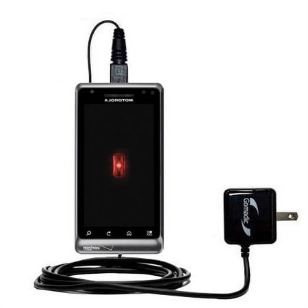 Gomadic Intelligent Compact AC Home Wall Charger suitable for the Motorola A957 - High output power with a convenient, foldable plug design - Uses Tip