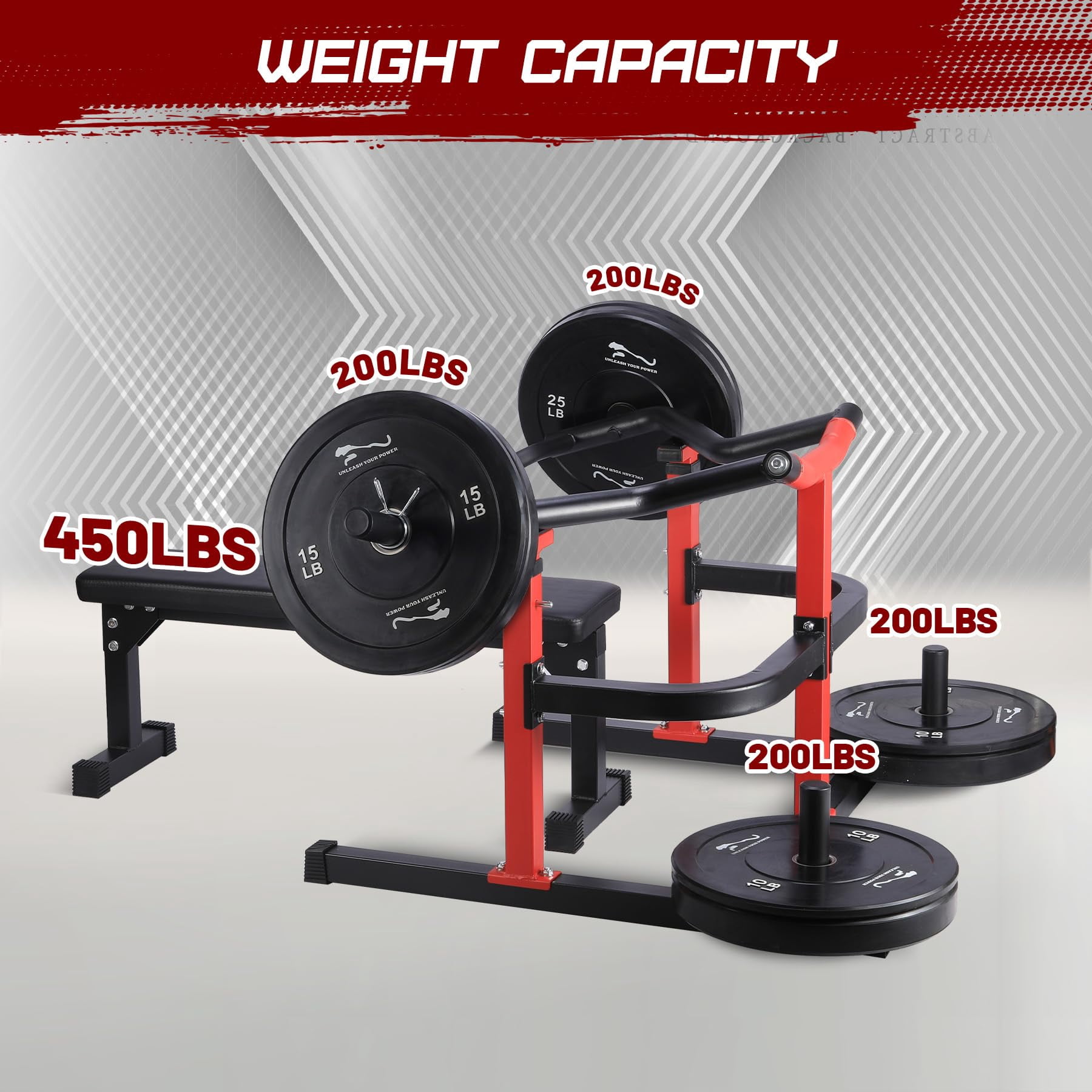 COZONY Chest Press Machine with Adjustable Flat Bench, Independent Converging Arms & Heavy-Duty Steel Home Gym Rack,Red