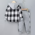 thumbnail image 4 of Xyant Boys Clothes 2T 3T 4T 5T Toddler Boy Fall Winter Outfits Plaid Hooded Button Top Jogger Pants 2Pcs Clothing Set for Toddler Little Kids 2-7 Years, 4 of 9