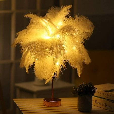 

LED Remote Control Feather Light Metal Base Dandelion Copper Wire Table Lamp Romantic Night Lights Led Wedding Decoration Birthday Gift