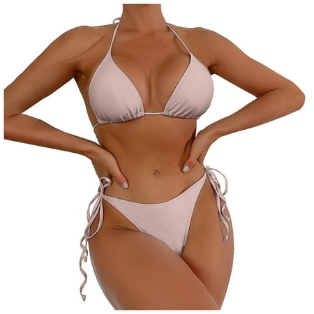 CAIVO Women Swimwear New Split Bikini Sexy Backless Lace Up Beach Vacation Bikini Soft Beach Vacation Summer Swim Wear