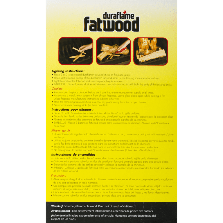 Duraflame 100% Natural 86.4 cu in Fatwood Firelighter - Walmart.com