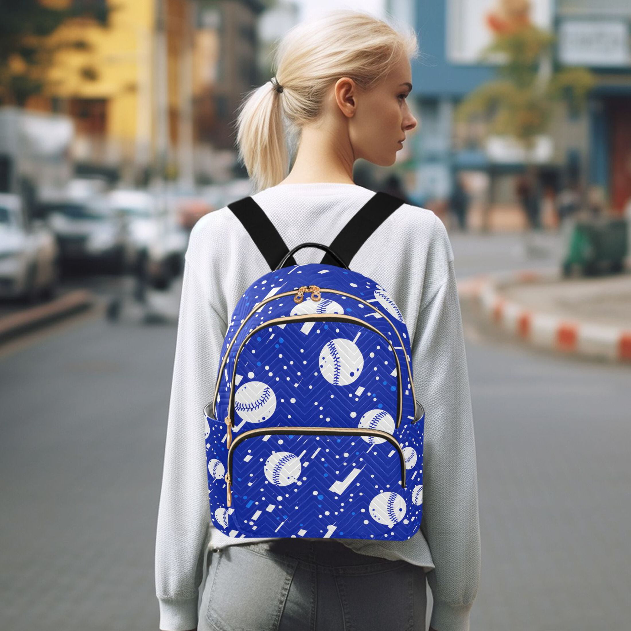 ALAZA Baseball Art Pattern Womens Travel Laptop Backpack Large Daypack Ladies Shoulder Bags S
