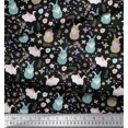 thumbnail image 2 of Soimoi Poly Georgette Fabric Floral & Rabbit Kids Print Fabric by Yard 52 Inch Wide, 2 of 3