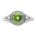 thumbnail image 3 of Auriga Fine Jewelry 925 Sterling Silver 0.91ct Round Cut Peridot and Diamond Engagement Ring Size- 6 for Women, 3 of 6