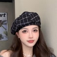 thumbnail image 4 of MEICHEN Women's Woolen Plaid Beret Hat Retro Painter Cap Retro French Berets Fashion Accessories Artist Hat, 4 of 6