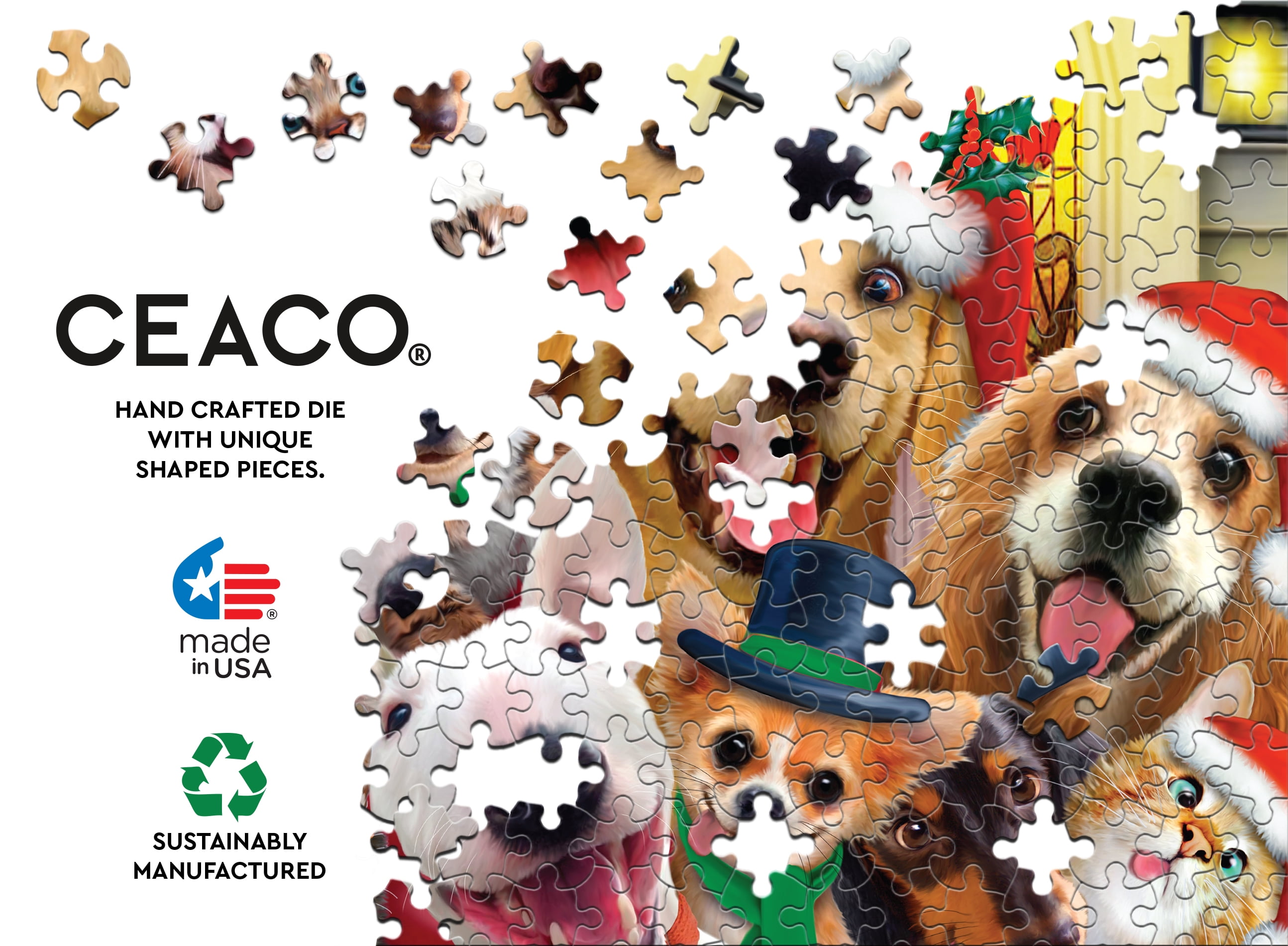 Ceaco Holiday Dogs Selfies (Howard Robins) 500 Piece Interlocking Jigsaw Puzzle