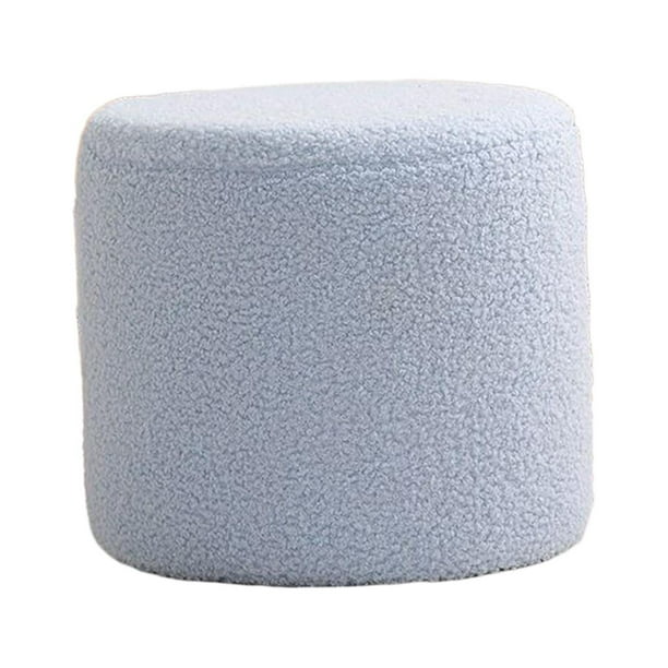 Reposapiés otomano pequeño, taburete cilíndrico, asiento acolchado estable, sofá decorativo azul