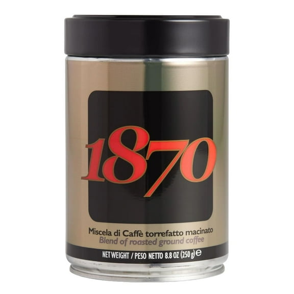 1870 by Caffe Barbera: Classica Ground Roasted Coffee, 5 Bean Blend from Brazil, Columbia and Indonesia, Roasted in Italy by a Single Family over 150 years & 6 Generations (since 1870), 8.8oz / 250g