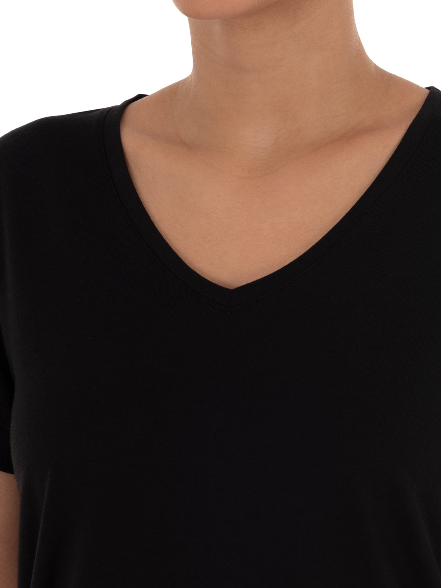 Time and Tru Women's Pima Cotton Blend V Neck Tee, 2-Pack, Sizes XS-XXXL