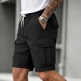 thumbnail image 5 of TKKCS Mens Relaxed Fit Cargo Shorts- Casual Lightweight Elastic Wasit Drawstring Outdoor Breathable Hiking Shorts With Multi Pockets Black Size L, 5 of 7