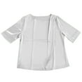 thumbnail image 4 of Womens Summer Tops Women's T-Shirts Women's Design Satin Short Sleeved Top with Inner Layer Silk-Linish Short Sleeve Shirt for Everyday Comfort Blue L, 4 of 5