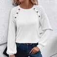 thumbnail image 2 of Towmus Womens Fall Long Sleeve Tunic Tops Lace Patchwork Blouses Pullover Sweaters Casual Crew Neck Dressy Shirts, 2 of 6