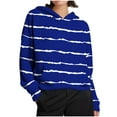 thumbnail image 2 of AGWOLF Striped Hoodies for Women Preppy Knit Long Sleeve Sweatshirts Vintage Ethnic Hooded Pullover with Pocket, 2 of 7
