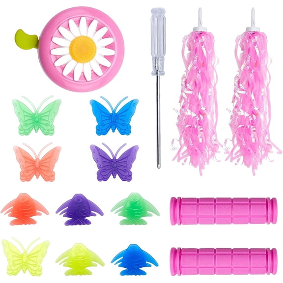 Bicycle Spoke Decoration Kit Bike Accessories Include Screwdrive Bicycle Tassel Ribbon Butterfly Fish Bicycle Wheel Spoke Beads and Bicycle Bell Handle Covers Making DIY