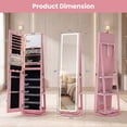 thumbnail image 3 of Costway 360° Swivel Jewelry Cabinet with LED Lights, Full-Length Mirror & Makeup Mirror Pink, 3 of 10