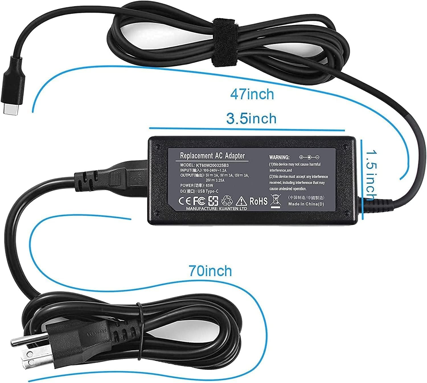 65W 45W TYPE C USB C Adapter Charger For Lenovo ThinkBook 16 Gen 7 (16″) 21MWCTO1WWUS1 21MW0006US 21MW0005US 21MW0004US