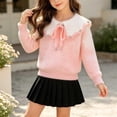 thumbnail image 4 of BLVB Girls Fall Winter Clothes Long Sleeve Collared Sweaters Cute Knit Tops Comfy Warm Pullover(Pink,3-4 Years), 4 of 9