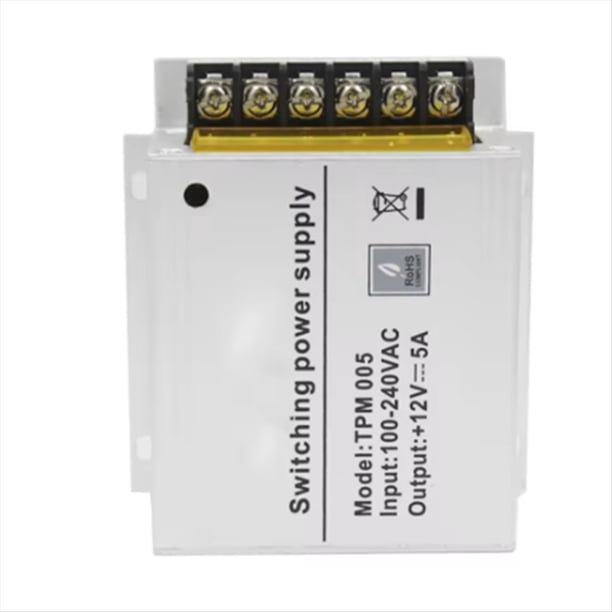 Mini Fuente de Alimentación para Control de Acceso, Adaptador de Corriente de Aleación de Aluminio de 12 V CC y 5 A, Convertidor de Voltaje Profesional de CA de 100 A 240 V.
