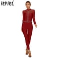 thumbnail image 2 of Monos de gimnasia para mujer, monos de baile, Ballet, baile, bailarina adulta, Ropa de baile, mono de manga larga con diamantes de imitación brillantes, 2 of 5