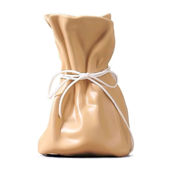 Resin Paper Bag Style Flower Vase, Boho Decorative Vase for Living Room Table Centerpiece, Modern Home Decor for Fresh & Faux Flowers