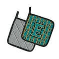 thumbnail image 2 of Caroline's Treasures CJ1063-EPTHD Letter E Football Aqua, Orange and Marine Blue Pair of Pot Holders, 7.5HX7.5W,, 2 of 2