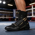 thumbnail image 5 of [Sneakers] 1 Pair of Solid Color Professional Men'S High-Top Boxing Shoes, Non-Slip, Comfortable, Durable, Breathable Boxing Training Shoes, Wear-Resistant Competition Arena Fighting Shoes, 5 of 6