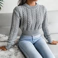 thumbnail image 5 of XINSHIDE Female Sweaters Crew Neck Long Sleeve Loose Knitted Pullover Sweater Jumper Tops vintage sweater, 5 of 6